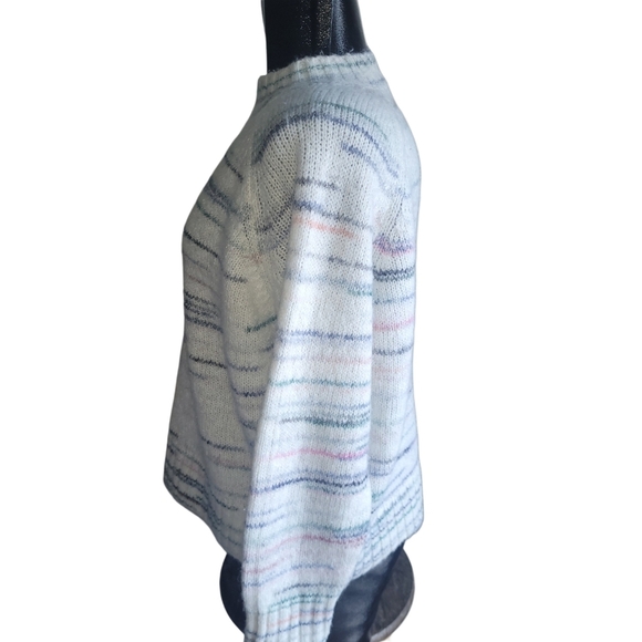 Old Navy White Multi Color Striped Mock Neck Sweater M - Picture 5 of 7